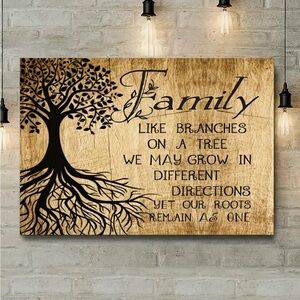 1pc Family Tree Branches Quote Wall Art, Rustic Wooden Frame